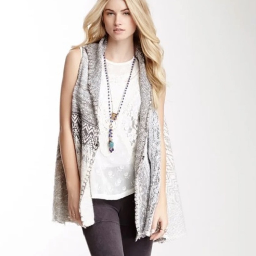 Free People In Your Arms Wool Fair Isle Cardigan Vest Sz XS